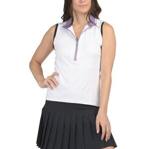 INPHORM White/purple Harper Sleeveless Mock Neck Top